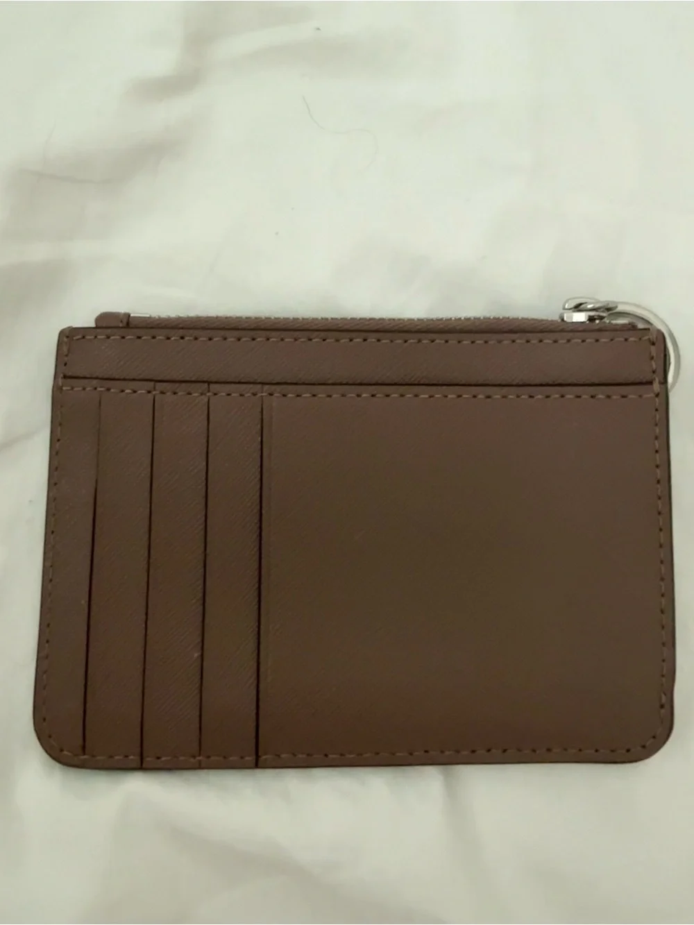 Kate Spade Brown Leather Zip Card Case with Keyring